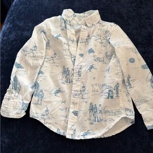 Janie and Jack White Shirt with Blue Print
